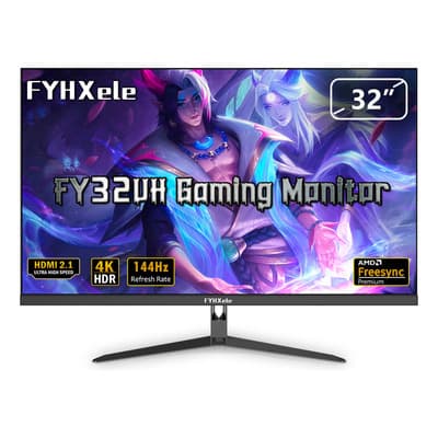 Monitor Gamer Fyhxele De Computadora Ips 32 Pulgadas Uhd 4k Ips 144hz Led 1ms Amd Freesync Hdr 400, Para Xbox, Ps, Hdmi 2.1 Dp 1.4 Type C Vesa Black