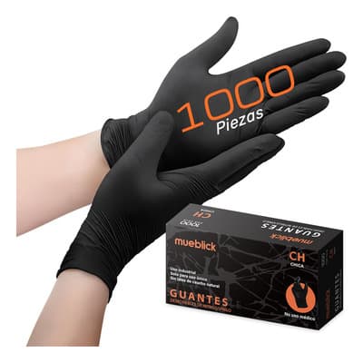 Guantes De Nitrilo Vinil Libre De Látex Y Polvo 1000pz Negro Talla Chico
