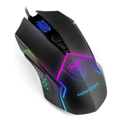 TERPORT Mause Gamer S709 RGB, Mouse Para Computadora con 7 Botones Programables, Mouse Gamer con 7200 Dpi Ajustable, Raton Computadora con 1ms De Latencia