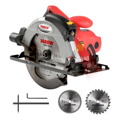 Sierra Circular Eléctrica Con Láser 1400w 2 Hojas De Sierra 7-1/4 Genix Tools 185mm para Madera discos sierra de corte