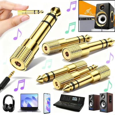 Convertidor De Audio Portátil 3.5mm A Plug 6.35mm 6pcs Orogarantiza Una Calidad De Sonido Claraadecuado Para Usar Con Auriculares Para Computadora, Teléfonos Móviles Y Parlantes Oro - $136.74 en Mercado Libre | PrecioMX