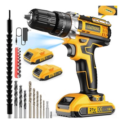 3/8''kit De Taladro Rotomartillo Inalámbrico Impacto Con 2 Baterias,2000rpm,3 Funciones