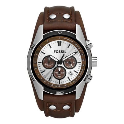 Reloj Pulsera Fossil Coachman Con Correa De Cuero Color Marrón - Fondo Beige - Bisel Negro - $1,699.00 en Mercado Libre | PrecioMX