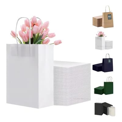 50 Pcs Bolsa De Papel Kraft Ecológica Para Fiesta Y Regalo Blanco Foofoo Pequeno Vertical - $210.00 en Mercado Libre | PrecioMX