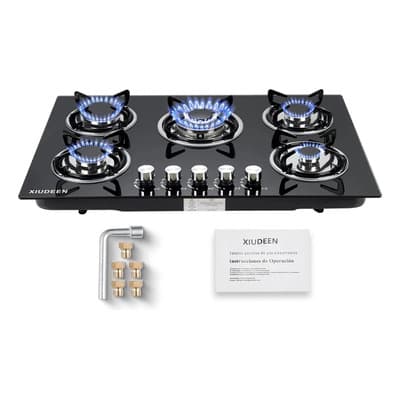 Parrilla De Gas Empotrables Estufas 5 Quemadores Xiudeen Vidrio Templadoo Color Negro Gas Lp O Gas Natural - $1,944.53 en Mercado Libre | PrecioMX