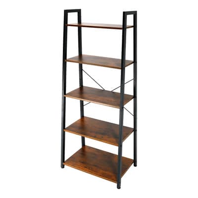 PORTGA Librero Organizador Minimalista De Madera Y Acero De 5 Repisas,estantes Organizador Multiusos Hasta 120kg Dimensiones 151cmx 56cmx 35cm Adecuado Para Salas De Estar, Cocinas Y Despachos
