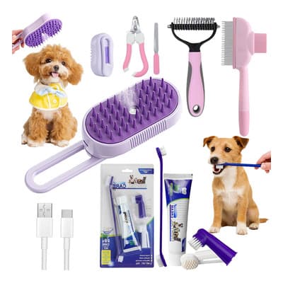 Luzmascota Cepillo De Vapor Para Mascotas Cepillo Para Perros Pasta De Dientes Para Perro Y Mascotas Cortauñas De 9 Piezas Kit De Limpieza Para Mascotas. Púrpura - $179.56 en Mercado Libre | PrecioMX