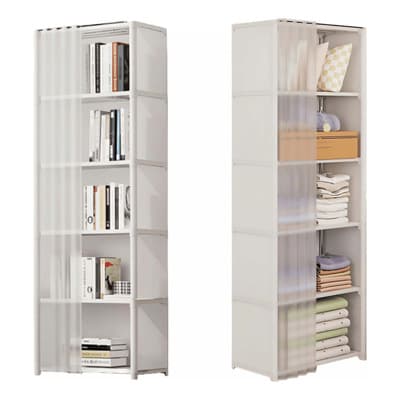 Armario Modular Armario Cubierto De Polvo Mueble Armario Blanco De Cinco Niveles Mueble Tipo Ensamblaje