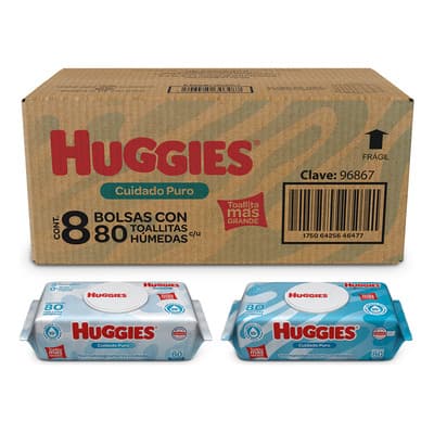 Pack X8 Paquetes De Toallitas Húmedas Huggies Cuidado Puro 80c/uno - $350.00 en Mercado Libre | PrecioMX
