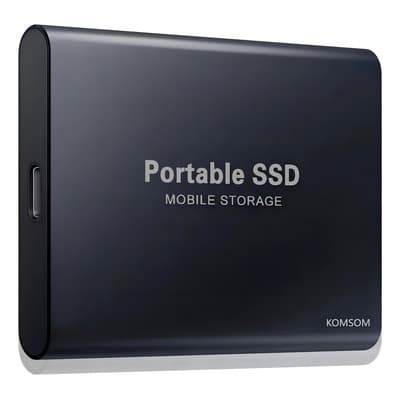 Disco Duro Externo SSD Komsom M970N 2TB USB 3.1 Tipo-C Negro Portátil Resistente a Golpes