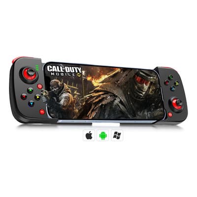 Kkluv Gamepad Mobile Inalámbrica De Mando Juego Bluetooth Para Ps3 Ps4 Switch Android Ios Celular Control Móvil Joystick,2 Teclas De Programacion Negro