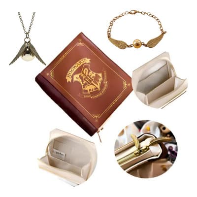 Cosmetiquera Harry Potter OwenRista Marrón con Collar y Pulsera Temáticos