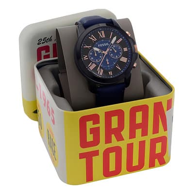 Reloj Fossil Grant Fs5061/0pn Para Hombre, Piel Negra, Bisel Azul, Color Grafito, Fondo Grafito Y Azul Grafito/azul - $1,605.62 en Mercado Libre | PrecioMX