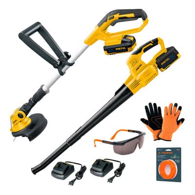 Combo Desbrozadora Y Soplador Inalámbrica, 20 V Pretul 28272 Color Amarillo