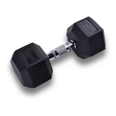 Mancuerna Hexagonal 35 Lb Black Rubber Hex Dumbbell -1 Pza Color Cromo y Negro
