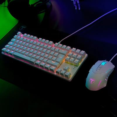T-Dagger T-TGS005W Blanco Kit Gamer Teclado Membrana Silencioso Antighost Mouse 2400 dpi USB