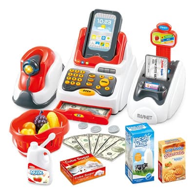 Caja Registradora Juguete Wikway Con Accesorios Y Calculadora 33 Piezas Blanco