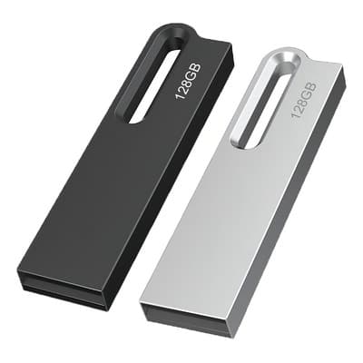 Memoria USB Topesel 128 GB 2.0 Negro Plata Aleación Zinc Pack 2 Unidades