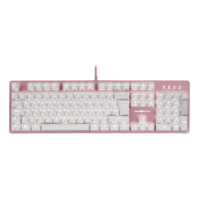 Teclado Mecánico Game Factor Kbg400 Qwerty Español Rosa Switch Blue Luz Blanca Español España