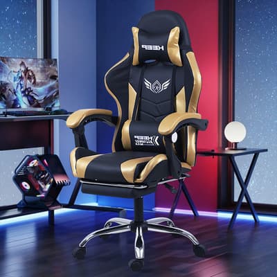 Silla Gamer Reclinable Giratoria Ergonómica Masaje Lumbar Color Oro/negro Material Del Tapizado Cuero Sintético - $2,069.00 en Mercado Libre | PrecioMX