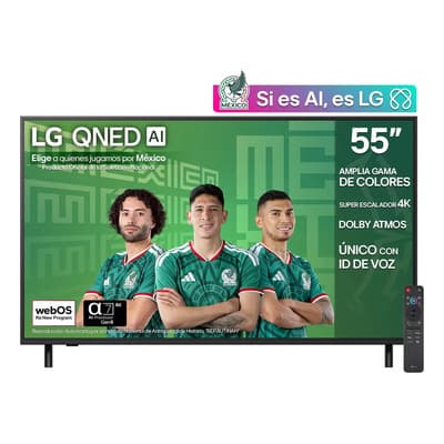 Pantalla 55 pulgadas LG QNED AI QNED82 4K SMART TV 2025 55QNED82ASG, Dynamic QNED Color, sistema operativo webOS, Identificación de Voz AI, ALLM/VRR, FILMMAKER MODE, Dolby Atmos, AI Magic Remote