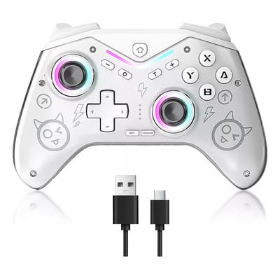 Control Inalámbrico Para Nintendo Switch Castorng Blanco Con Bluetooth