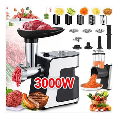 Conentool 8 En 1molino Carne Eléctrica Electrico Molino Para Carne Aceroinoxidable 3000w Picadora De Carne Portátil Alta Potencia Se Puede Utilizar Para Picar Carne Verduras Con 5 Cuchillos Para Lavar