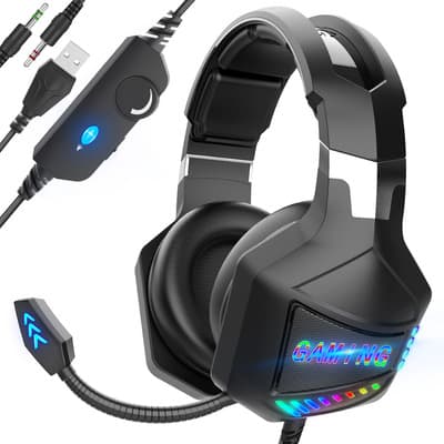 Lyndnice® Audifonos Gamer Diadema Con Microfono Y Luz Rgb Para Xbox Y Pc,audifonos Gamer Alambricos,gaming Headset Con Microfono Con Luz Rgb Led,auriculares Para Pc/ps4/ps5/xbox One/xbox/ns.