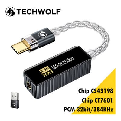 Convertidor Audio Tipo C A Aux 3.5mm Con Chip Cs43198 + Ct7601 32bit 384khz, Adaptador Audífonos Dac Usb C A Aux 3.5mm, Techwolf Adaptador De Audio Usb-a Y Type C A 3.5mm Color Gris