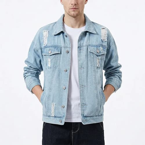 Chamarra De Mezclilla Hombre Azul Claro / Ligera Demolición - $269.00 en Mercado Libre | PrecioMX