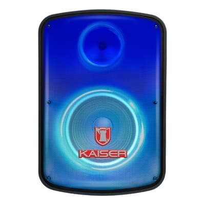 Bocina Kaiser KSW-4115MX Bafle Profesional Potente 25000W PMPO 40 W RMS Recargable Hasta 6 Hrs 15 Pulgadas Ksr-Link TWS Show De Luces Flama Radio FM Tripié y Micrófono Alámbrico Color Negro