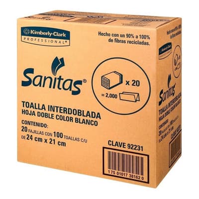 Sanitas Kimberly Clark Toalla Para Manos Interdoblada Caja 2000 Pz - $249.00 en Mercado Libre | PrecioMX