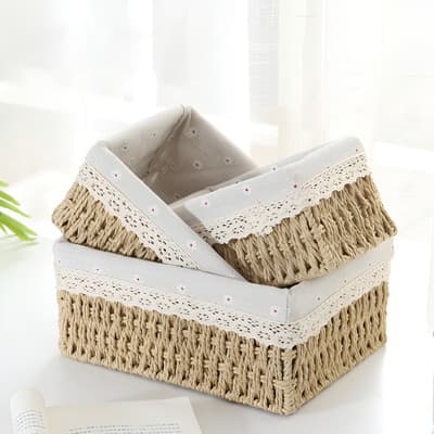 Canasta Organizadoras Heaimo Caja De Almacenamiento De Mimbre 3 Pcs Color Marrón Caqui - $253.45 en Mercado Libre | PrecioMX