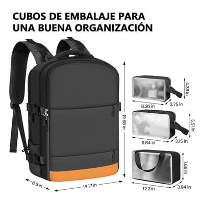 Set Mochila De Viaje 10kg Avión Aprobado Impermeable 45l Negro Lisa - $249.50 en Mercado Libre | PrecioMX