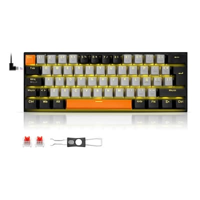 Terport Teclado Gamer 60% Z11-e70 Español Latino Luz Amarilla Con Switch Huano Red Hotswap Color Gris/negro Gris/negro-red Switch Español Español Latinoamérica - $489.30 en Mercado Libre | PrecioMX
