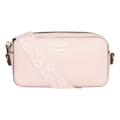 Bolsa Guess Crossbody Mujer Fleura Rosa Claro A7322160-rop Acabado De Los Herrajes Níquel Diseño De La Tela Lisa