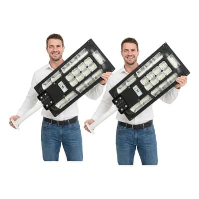 2 Pzs Lámpara Led Solares Exterior Focos 676led, Luces Farola Pared 1200w Con Control Remoto, Sensor De Movimiento, Para Luminaria Suburbanas, Patio, Jardín Y Seguridad Negro - $1,879.02 en Mercado Libre | PrecioMX