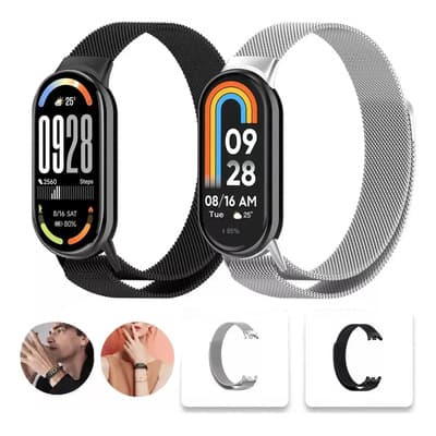 KUOAEAYE 2pzs Correa Acero Inoxidable Para Xiaomi Smart Band 10 9 8