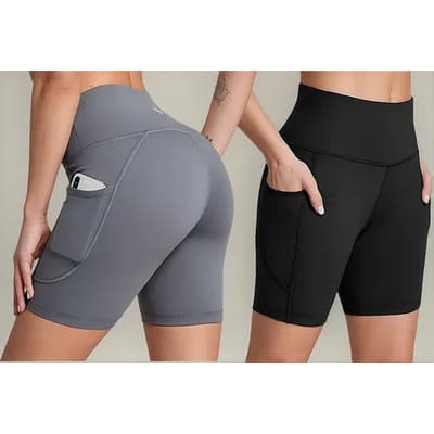 2pcs Mujer Pantalones Cortos Deportivos De Licra Pantalones