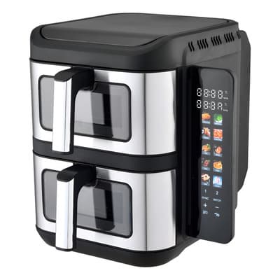 Freidora De Aire Doble Mirati 11l 1800w Con Ventana Y Panel Plateado