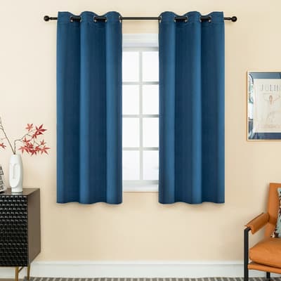 NANWEI Cortinas Blackout para sala recamara 220X160cm Coronas diseño moderno Ventanas Decorativas Aislamiento térmico y Reducción de ruido Tela impermeable 2 Paneles Azul oscuro