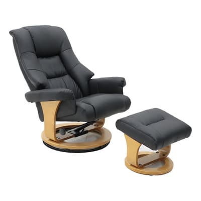 Sillon Reclinable Elegante Giratorio Otoman Taburete Vanlig® Color Negro Diseño De La Tela Lujo Vinipiel - $9,599.10 en Mercado Libre | PrecioMX