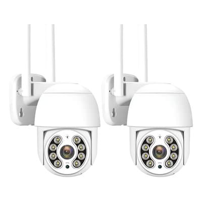 Nanwei 2pcs Cámara De Seguridad Exterior Wifi Trishome O Icsee App 1080p Pan&tilt 360 Grados Ptz Cámara Con Visión... Blanco