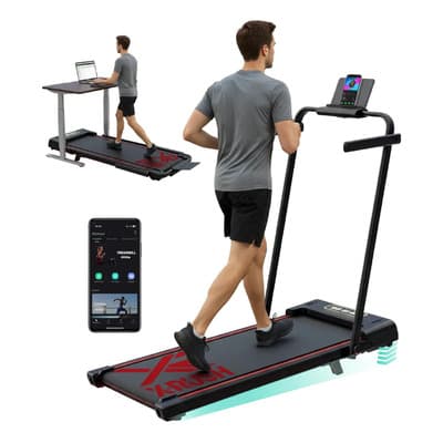 Caminadora Eléctrica Plegable 1.5HP con Pantalla LCD Sensores de Pulso y Bluetooth – Velocidad 12 km/h color Negro X-RUSH