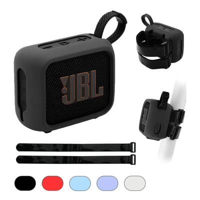 Funda Protectora De Silicona Para JBL GO 4 Con Cuerda de amarre Fija Antigolpes Portátil, Protector Resistente Para Bocina Bluetooth Compatible Con JBL GO 4 Negro Allaceryvva