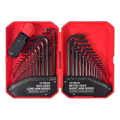 Juego De Llaves Allen Métricas Y En Pulgadas, 35 Piezas Color Rojo