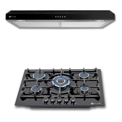 Combo Parrilla De Gas Y Campana 80 Cm | Op5abr80 | Fline Color Negro