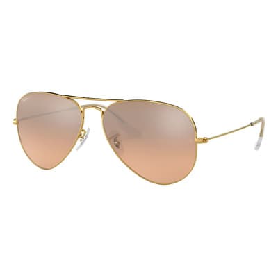 Lentes De Sol Aviator Pink Mirror Ray-ban Color PINK MIRROR GRADIENT GREY Color de la lente Silver/Pink Color de la varilla Polished gold Color del armazón Polished gold