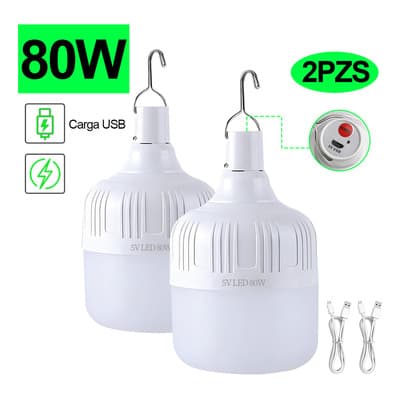 Naiwant® Color Luz Blanca Pack 2 Lámpara 80w Portatiles Recargable Emergencia Usb Lámpara Foco Led Blanco Frio 5 Modos De Iluminación Led Luces De Emergencia Adecuado Para Acampar, Montar Puestos - $94.64 en Mercado Libre | PrecioMX