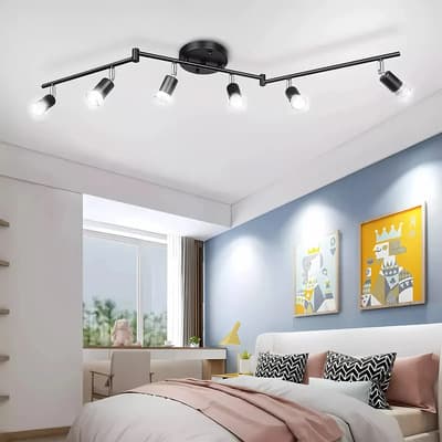 Lamparas Decorativas Iluminación De Riel Led De 6 Luces Led E27 Soporta Voltajes De 110 - 265v Nergo Decorativas Moderna Diseño Simple, Duradera Y Fácil De Instalar, Ajustable Y Flexible Negro - $286.59 en Mercado Libre | PrecioMX